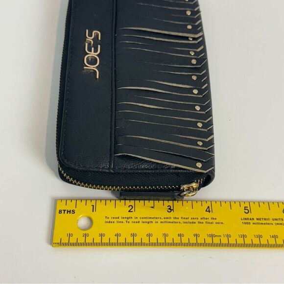 Joe’s Jeans Black Leather Fringe Zip Around Wallet Clutch - Picture 6 of 6